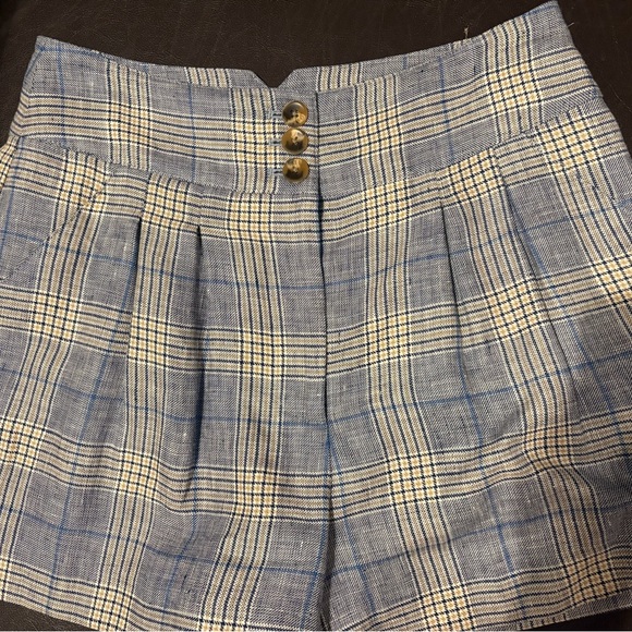 Veronica Beard High Waist Blue and White Plaid Shorts - Picture 5 of 8
